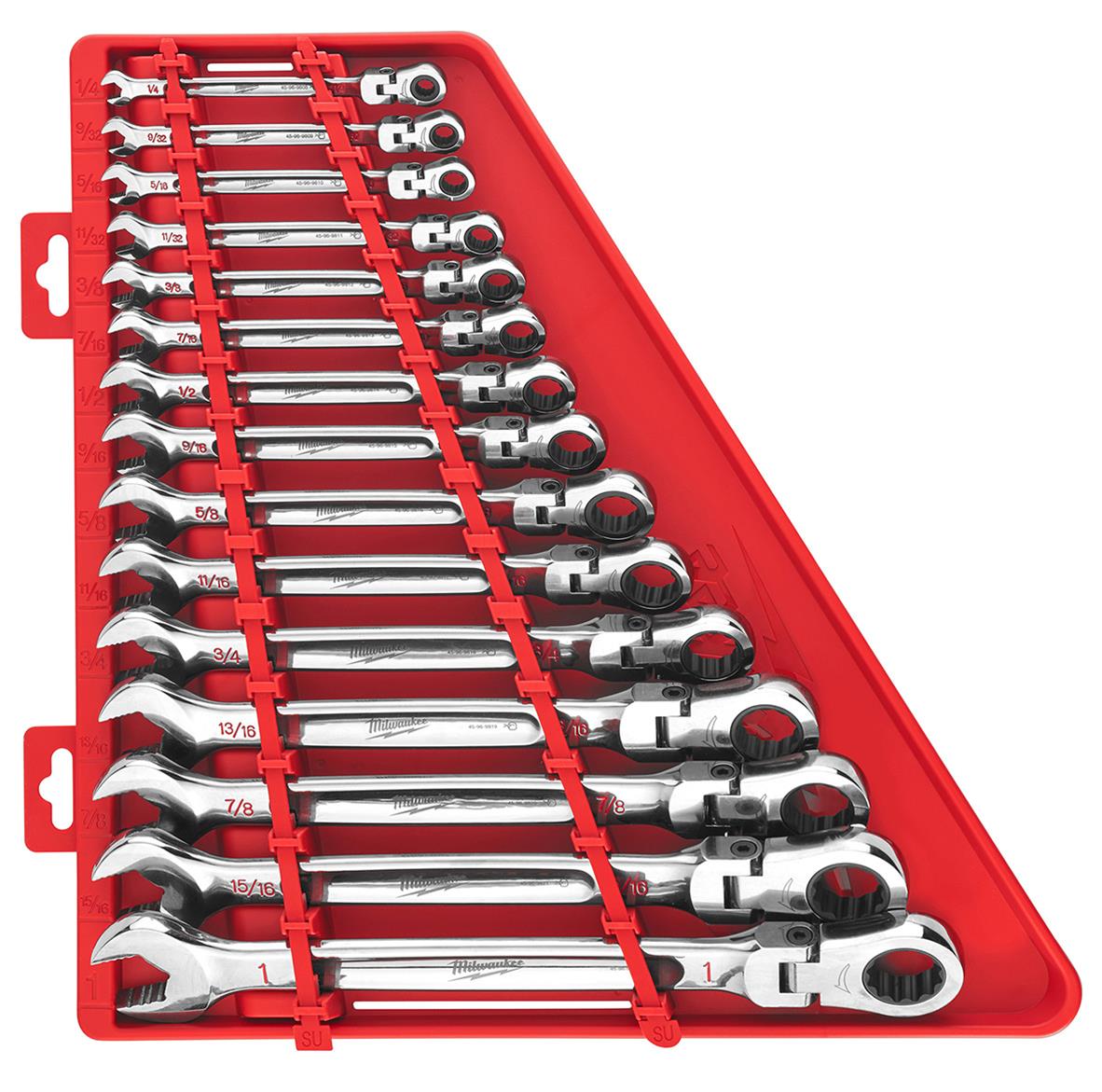 Milwaukee Tool 48-22-9413 Milwaukee 15-Piece Flex Head Ratcheting Combination Wrenches