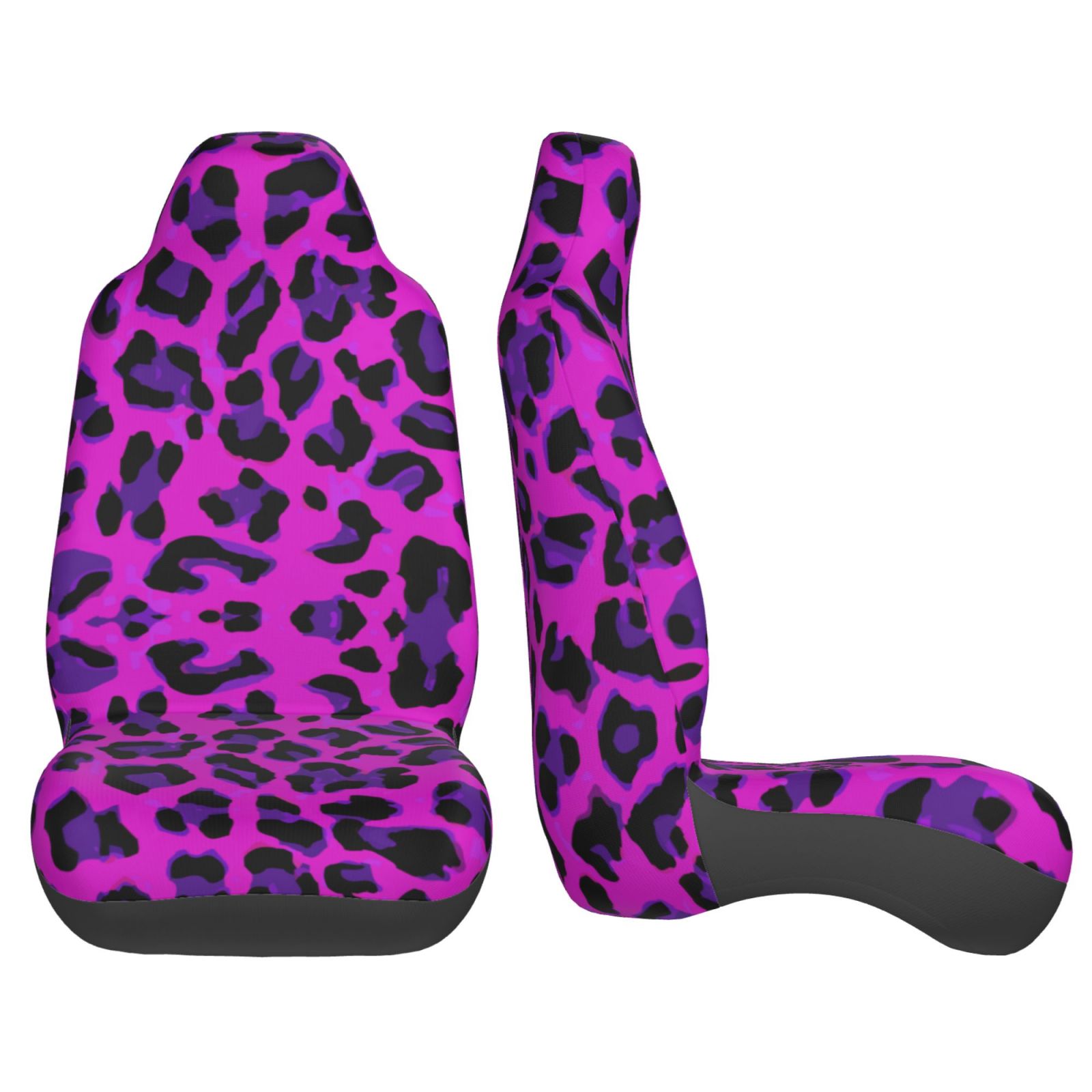 TEQUAN Front Seat Covers， Pink Leopard Design Pattern 2 Piece Car Seat Cover Fit Most Car SUV Truck Van