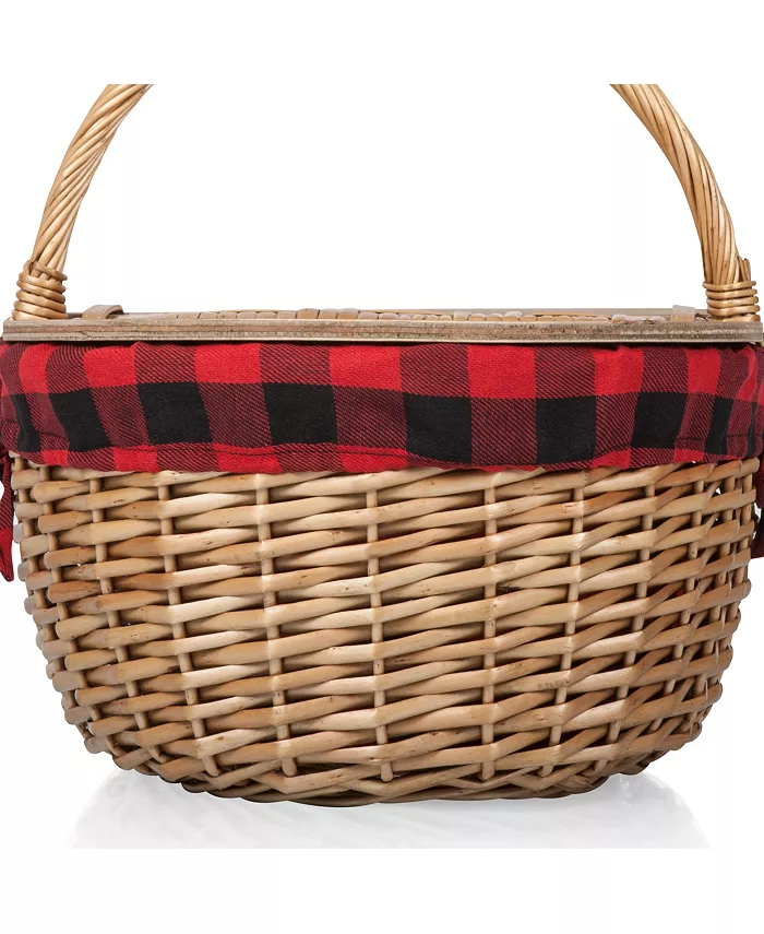 Picnic Time Country Red and Black Buffalo Plaid Picnic Basket