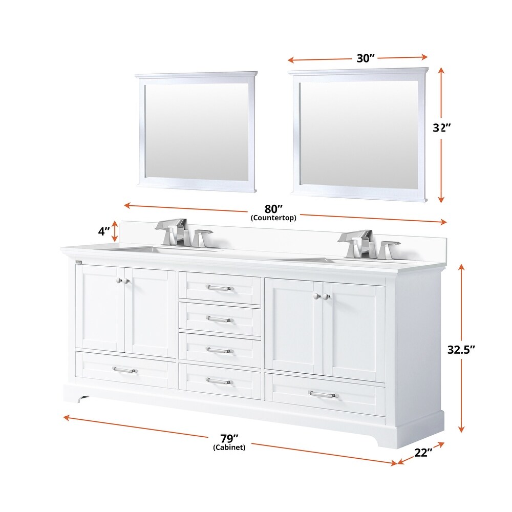 Dukes 80 in. W x 22 in. D White Double Bath Vanity  Cultured Marble Top  and Faucet Set