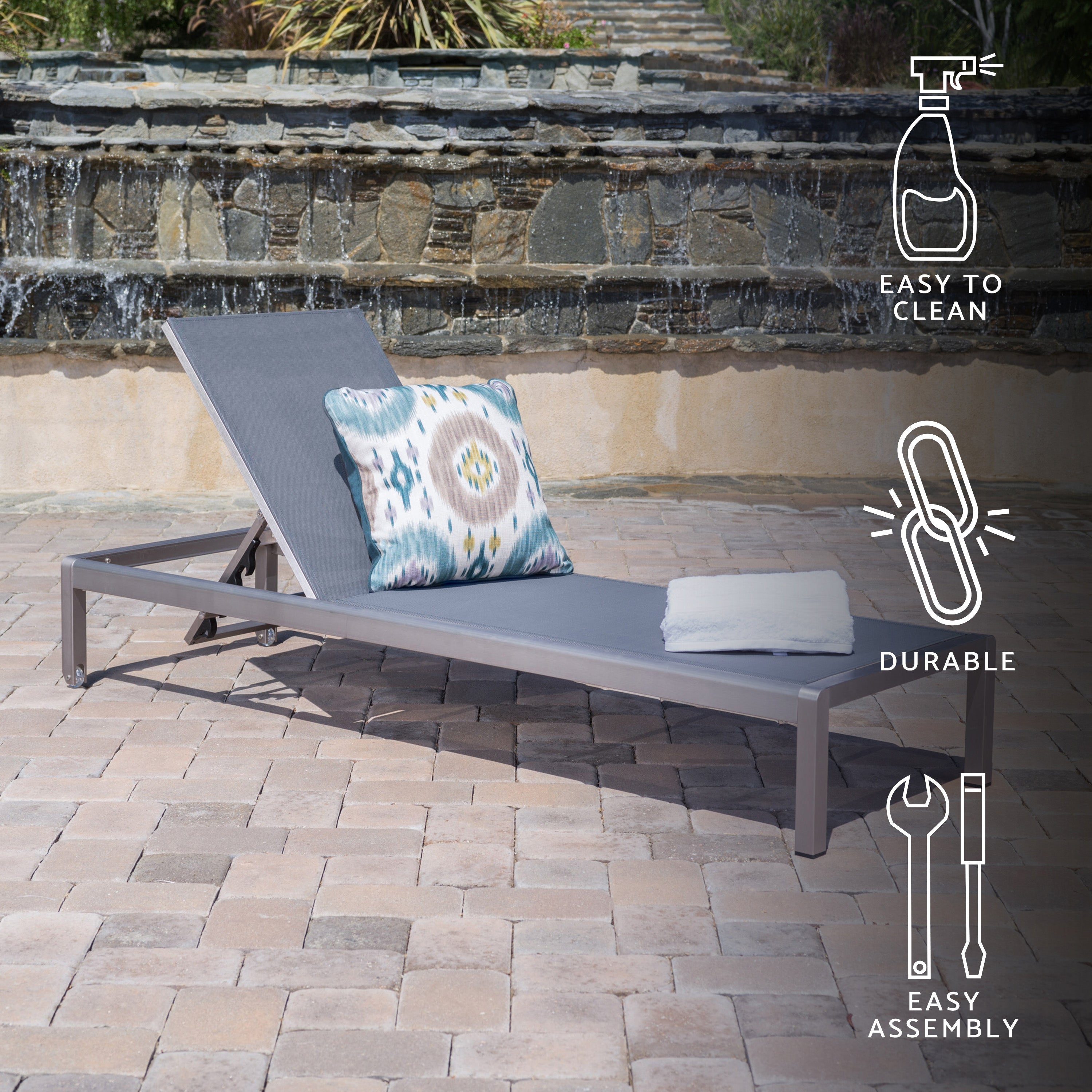 Coral Bay Dark Gray Outdoor Mesh Chaise Lounge