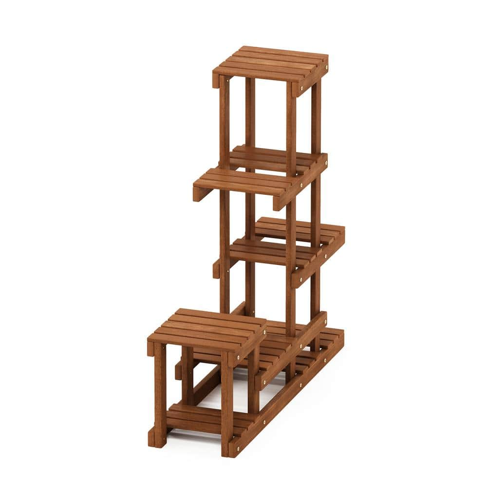 Furinno Tioman Natural Color Hardwood Flower Stand Accent Shelf FG18451