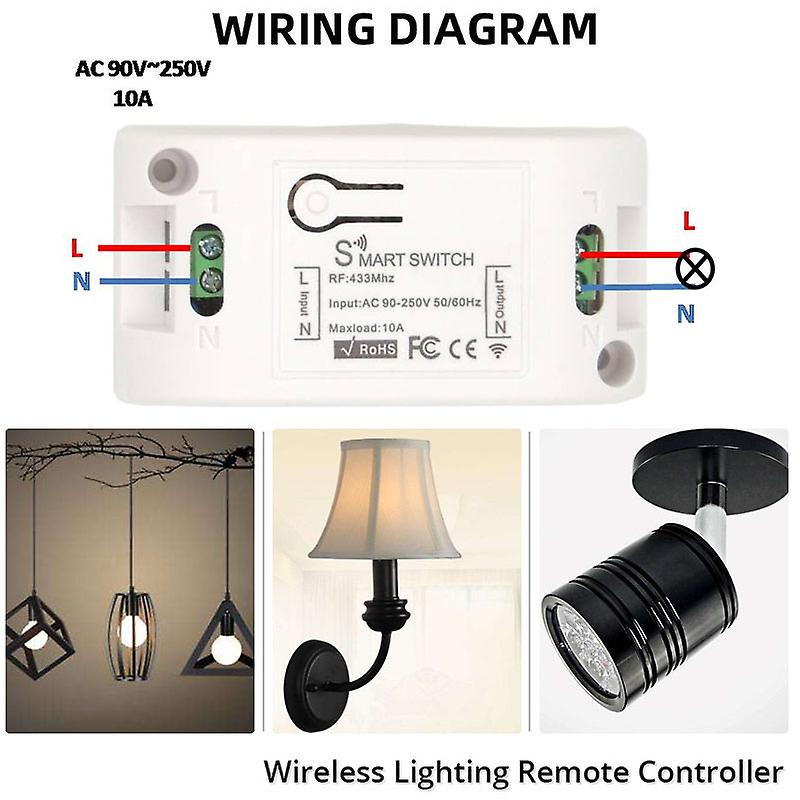 433mhz Wireless Wall Switch Rf 86 Wall Panel Transmitter Safety Switch And Ac 110v 220v Relay Interruptor For Light Lamp