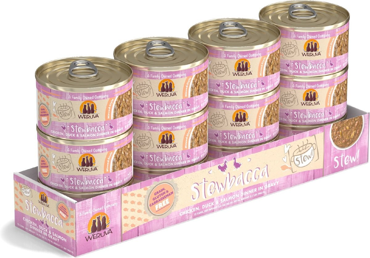 Weruva Classic Cat Stewbacca Chicken， Duck and Salmon in Gravy Stew Canned Cat Food