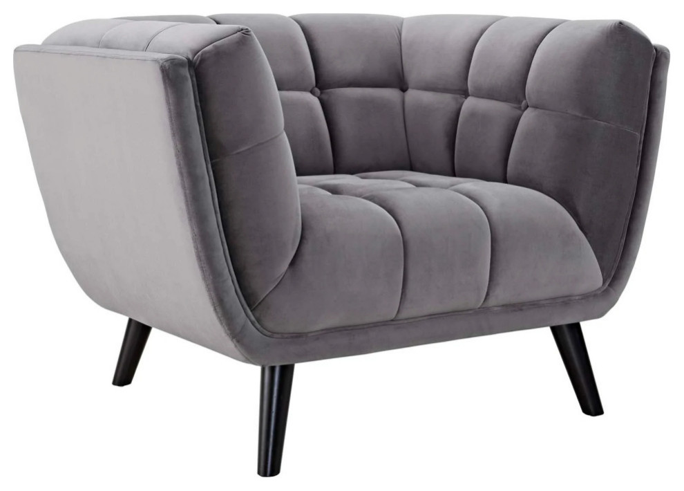 Alex Gray Performance Velvet Armchair   Midcentury   Armchairs And Accent Chairs   by V.S.D Furniture  Houzz