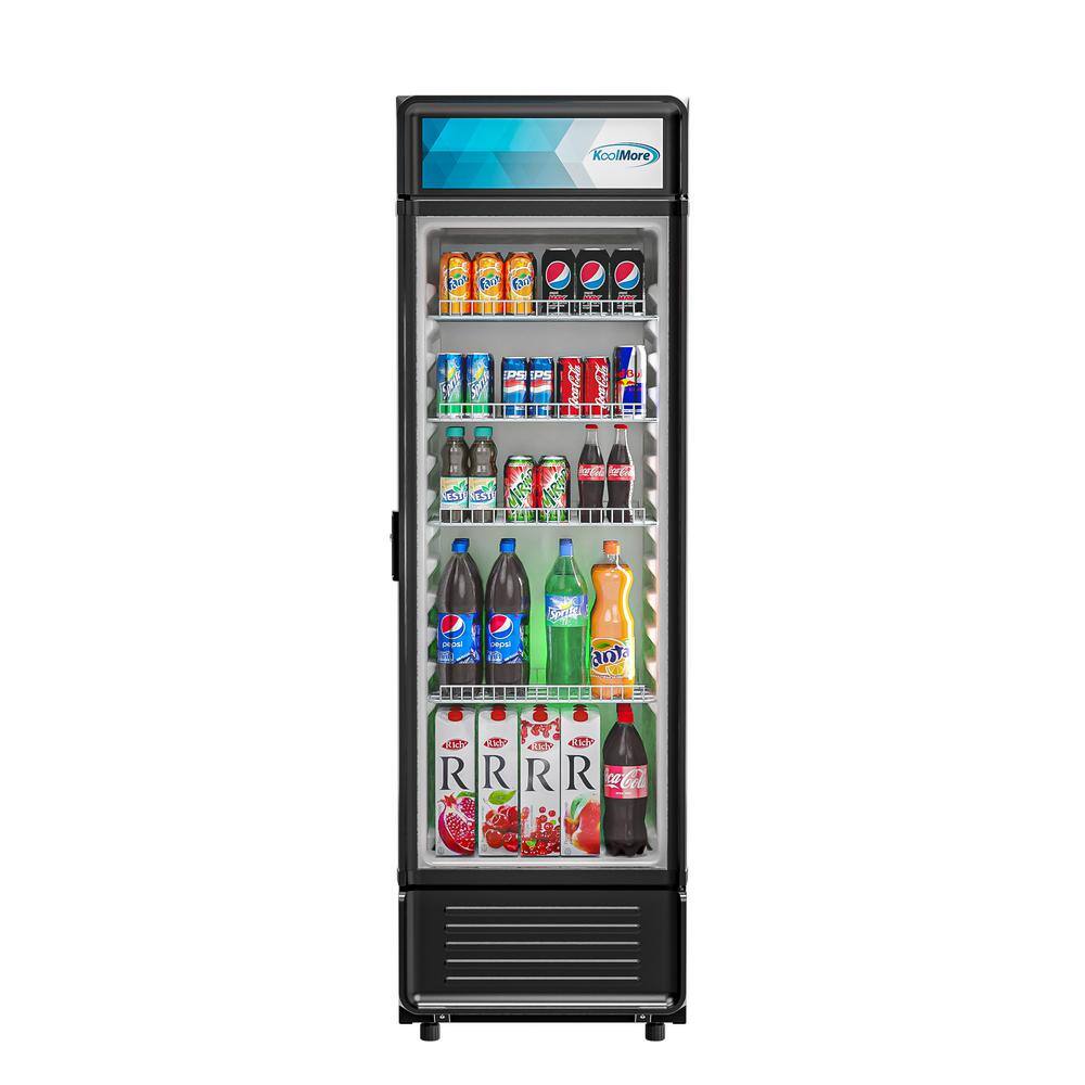 Koolmore 22 in. W 9 cu. ft. Commercial 1 Glass Door Display Upright Beverage Refrigerator in Black M-9-1G