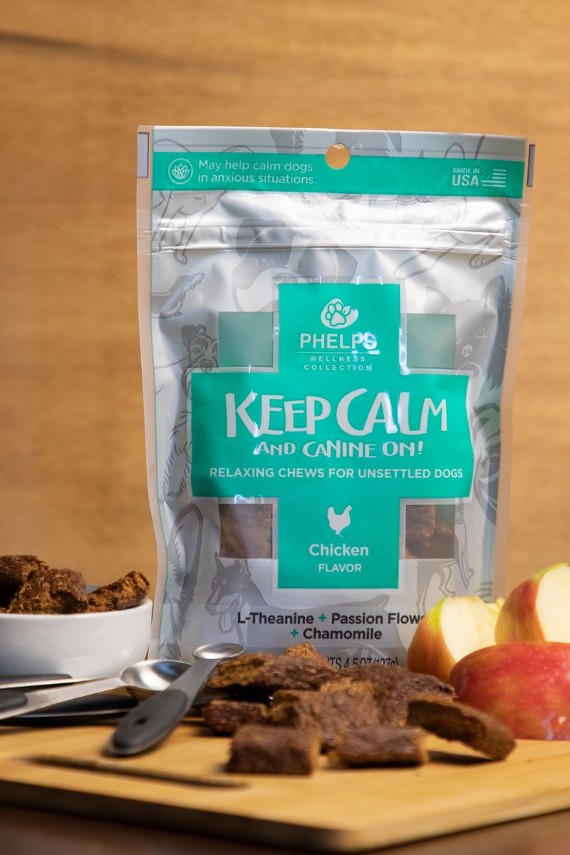 Phelps Wellness Collection Keep Calm and Canine On! Chicken Flavor Dog Treats， 4-oz bag