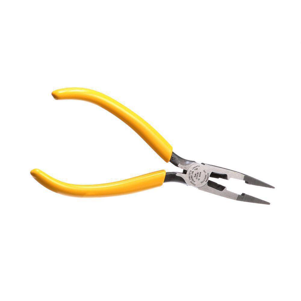 Klein Tools 6 in. Long Nose Connector Crimping Pliers with Skinning Hole VDV026-049