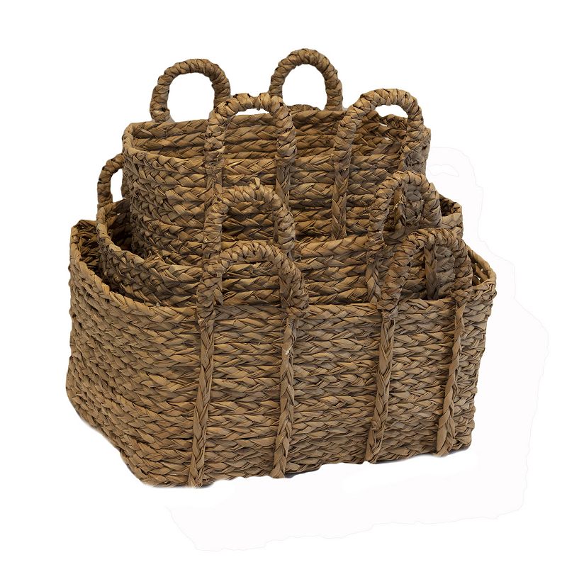 Saddle River Jumbo Rectangular Braided Rush Baskets 3-pc. Set