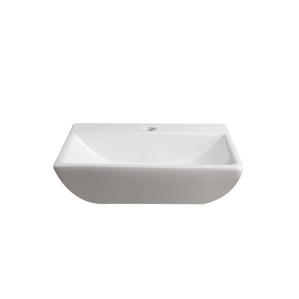 Elanti Wall-Mounted Rectangular Compact Bathroom Sink in White 1409