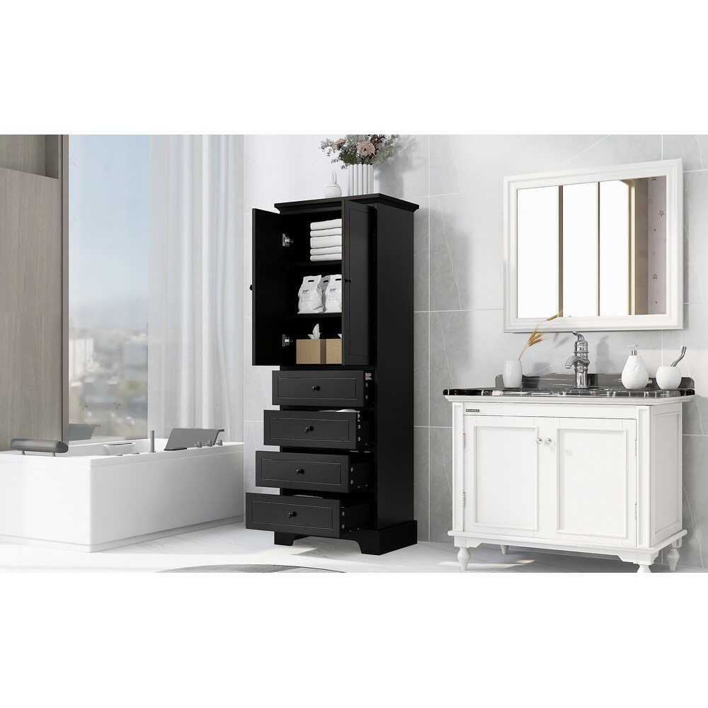 Kitchen Pantry Bathroom Storage Cabinet with Round Metal Handles