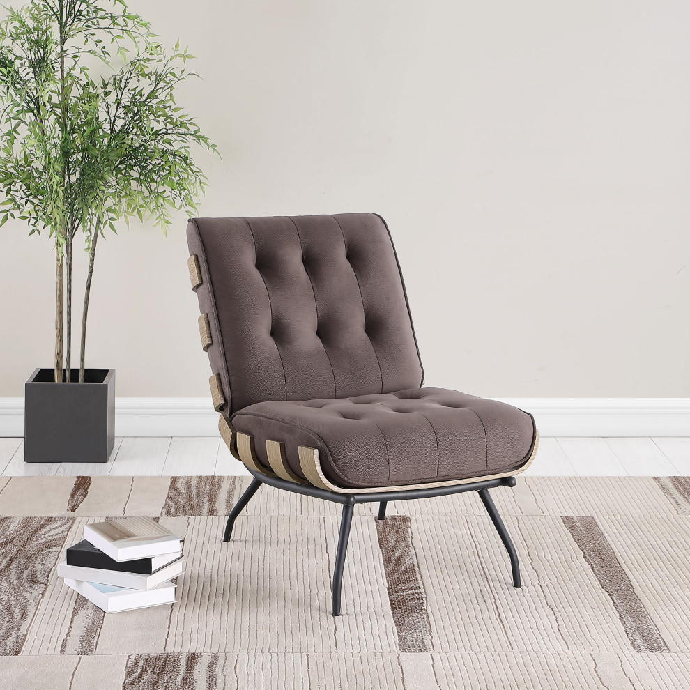 Aloma Armless Tufted Accent Chair Dark Brown   Modern   Armchairs And Accent Chairs   by Modon  Houzz