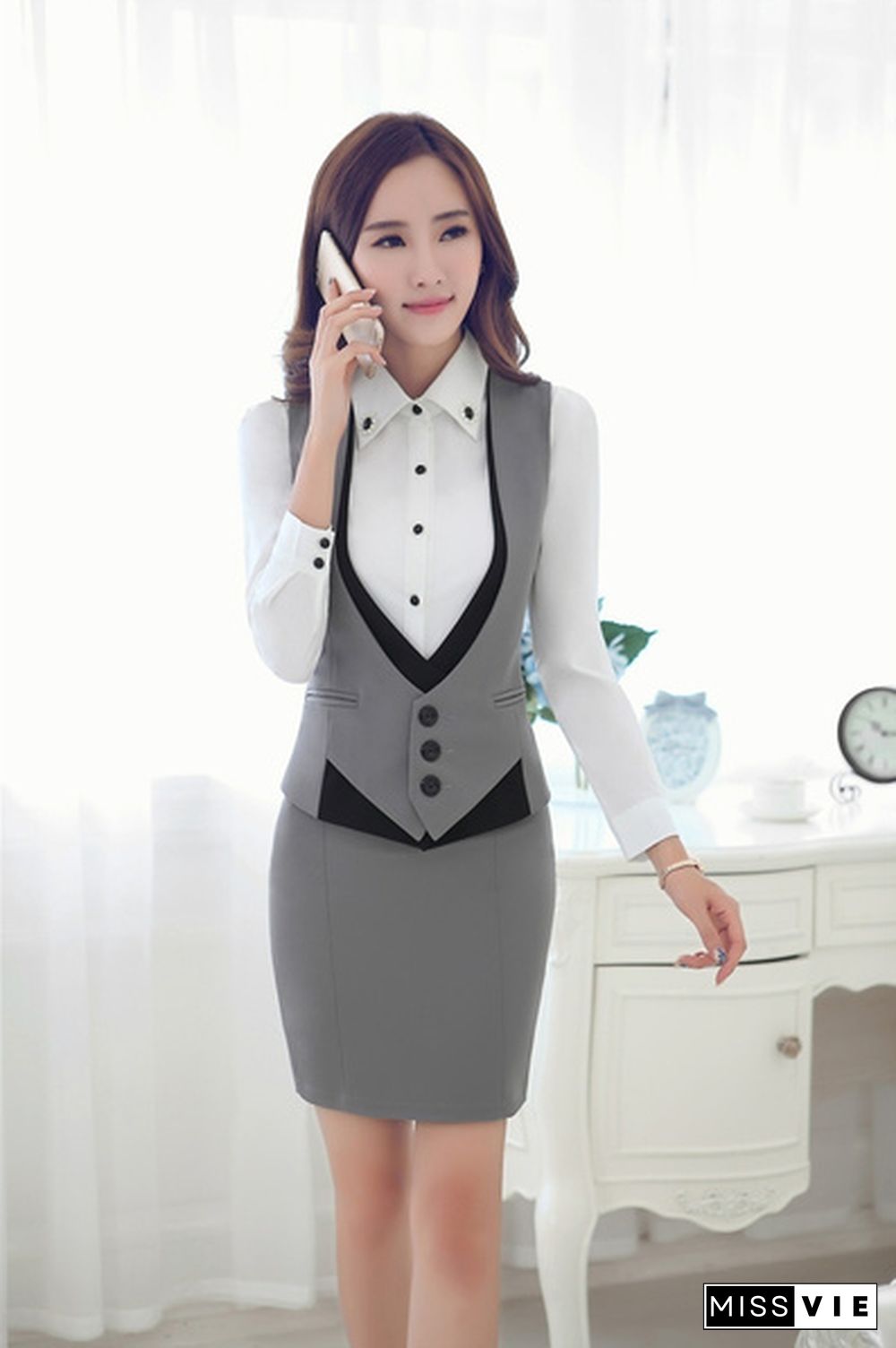 New Formal Professional Business Women Suits Vest + Skirt Ladies Office Uniform Design Blazers Female Clothing Set Work Wear Careerr Outfits