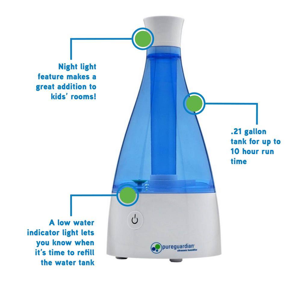 Pure Guardian 0.21 Gal. 10-Hour Ultrasonic Cool Mist Table Top Humidifier H920BL