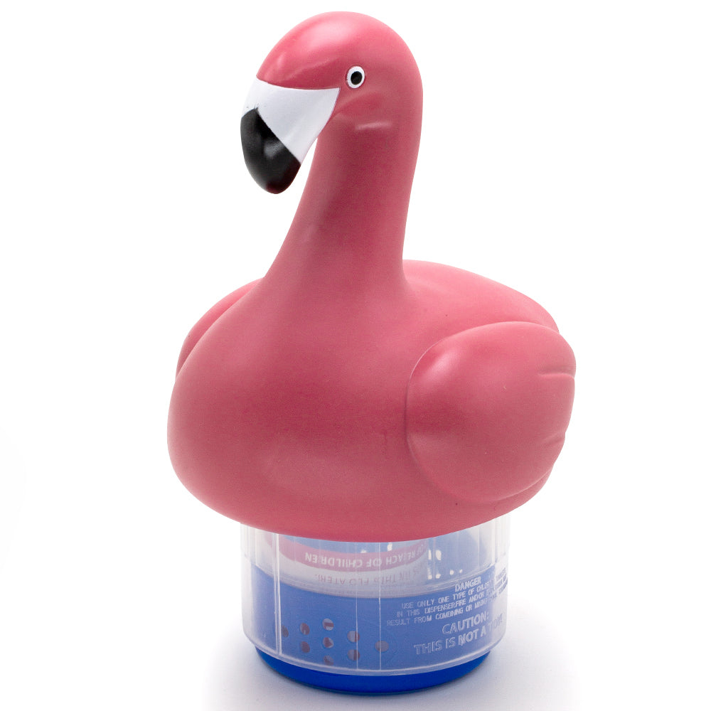 WWD POOL Chlorine Dispenser Floating Pool Bromine Holder for 3" Chemical Tablets Flamingo