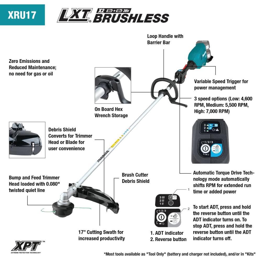 Makita 18V X2 (36V) LXT Lithium-Ion Brushless Cordless String Trimmer Tool Only XRU17Z from Makita