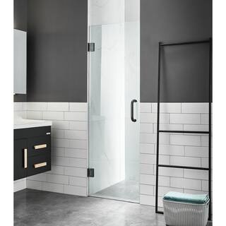 ANZZI Passion 30 in. W x 72 in. H Pivot Frameless Shower DoorEnclosure in Matte Black with Tsunami Guard Clear Glass SD-AZ8075-02MB