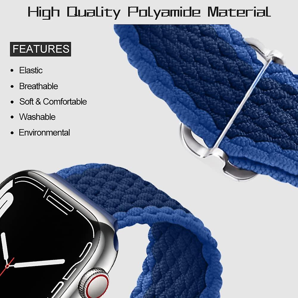 Stretchy Solo Loop Strap Compatible With Apple Watch Band 41mm 40mm 38mm， Adjustable Elastic Nylon Braided Sport Wristbands For Iwatch Series 7 6 5 4