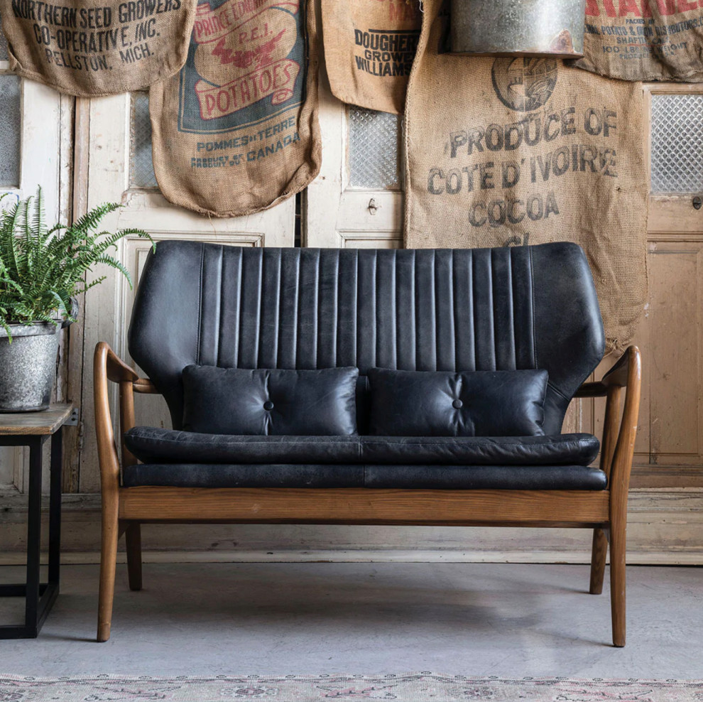 Matthew Izzo Home Helsinki Leather Loveseat   Midcentury   Loveseats   by Matthew Izzo  Houzz