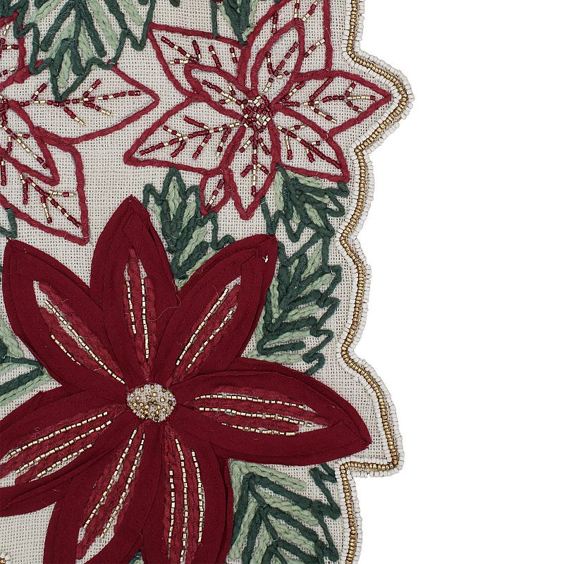 St. Nicholas Square? Beaded Pointsettia Table Runner