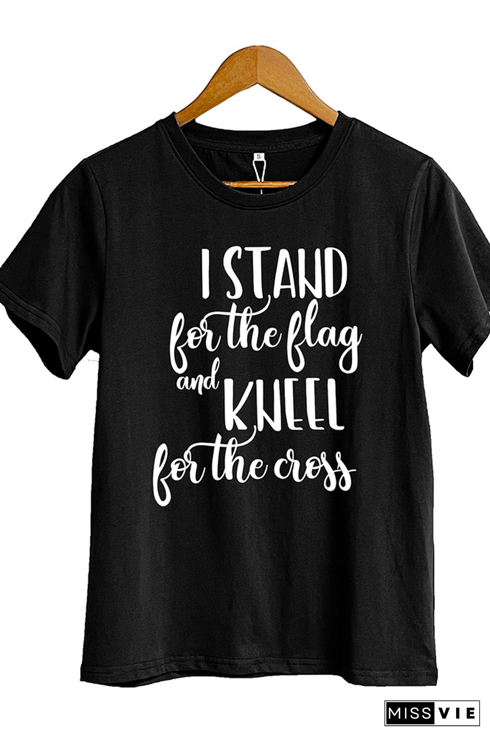 I Stand for the Flag and Kneel for the Cross Over Fear Short Sleeve Graphic Tee Wholesale