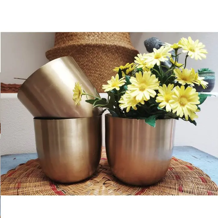 Wedding Party Copper Finished Metal Planters for Garden Home Decorative Plant Flower Pot Luxury Floor Planter