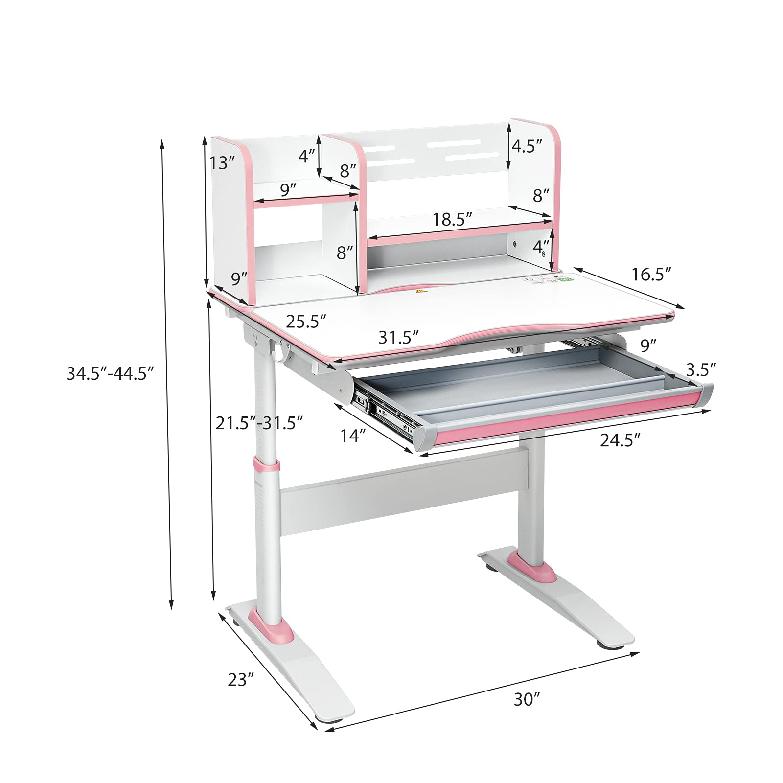 Costzon Kids Desk, Height Adjustable Children Study Desk w/Tilt Desktop