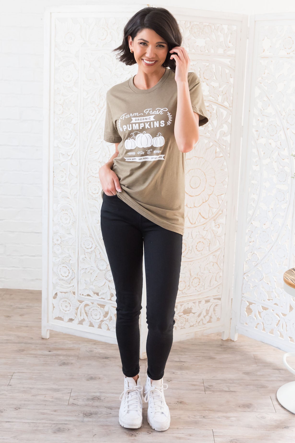 Farm Fresh Pumpkins Modest Graphic Tee