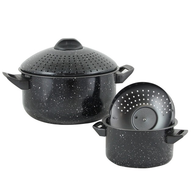 Gibson Home Casselman 4 Piece Nonstick Pasta Pot Set In Black With Bakelite Handle knob