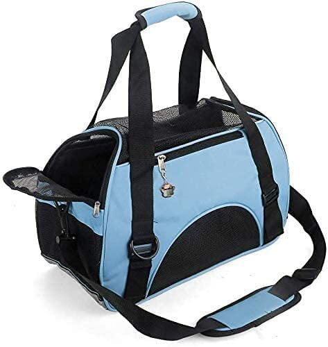 ZaneSun Cat Carrier，Soft-Sided Pet Travel Carrier for Cats，Dogs Puppy Comfort Portable Foldable Pet Bag Airline Approved(blue)