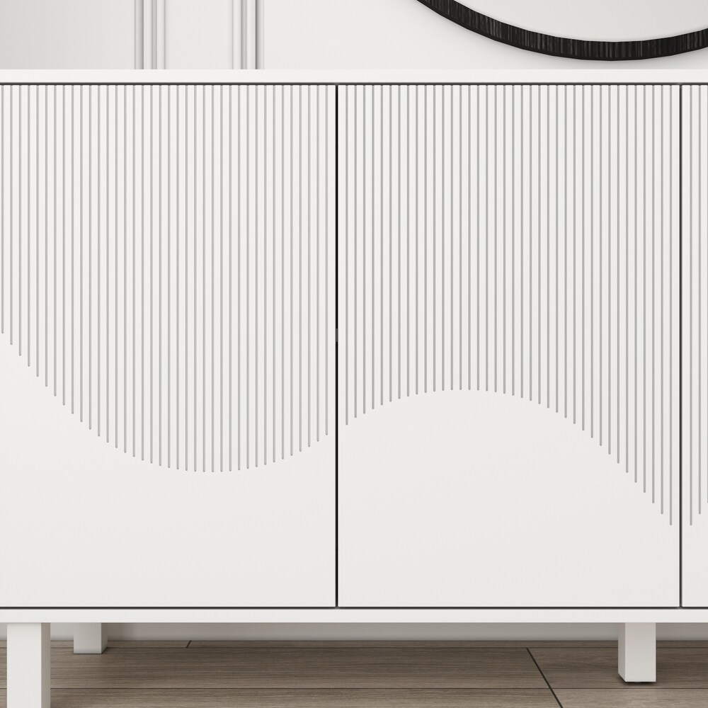 Buffet Sideboard White Floor Cabinet with Adjustable Shelves Console   63\