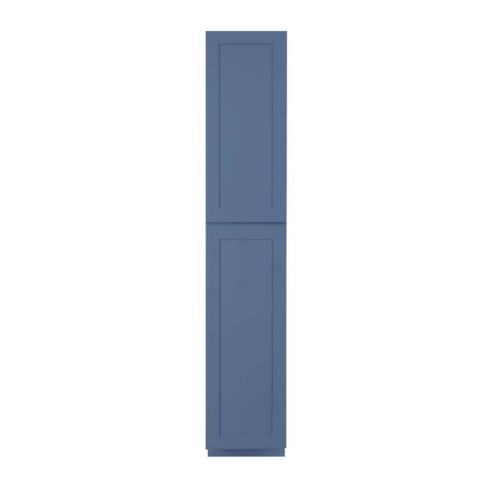 LIFEART CABINETRY Lancaster Blue Plywood Shaker Stock Assembled Tall Pantry Kitchen Cabinet 18 in. W x 27 in. D x 90 in. H ALB-PC1890