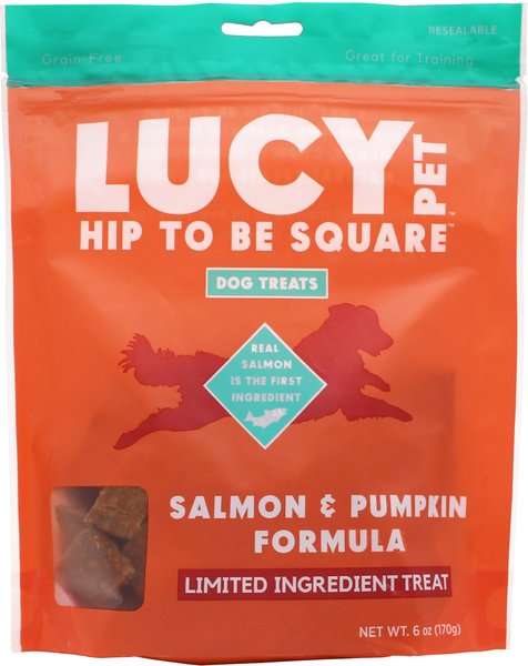 Lucy Pet Products Hip To Be Square Salmon and Pumpkin Formula Grain-Free Dog Treats