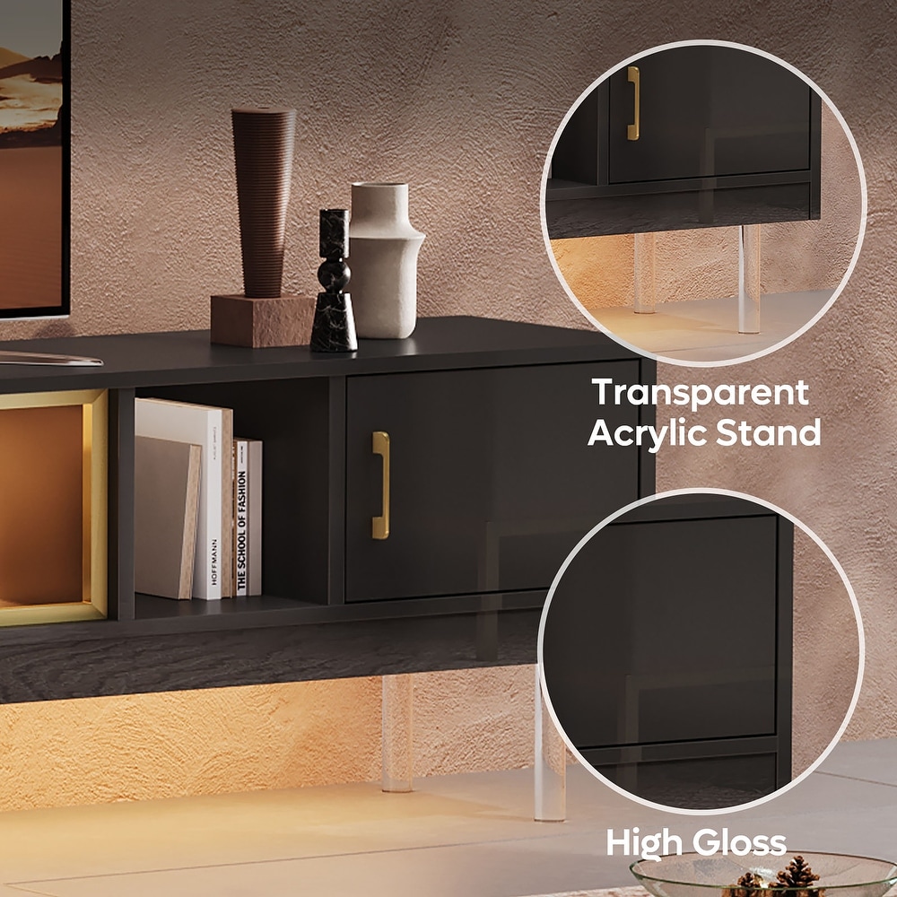 High Gloss LED TV Stands Modern Entertainment Center for 85\