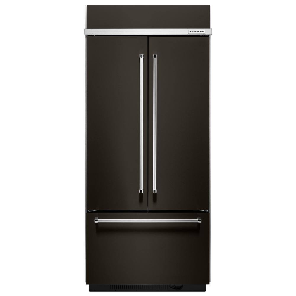 KitchenAid 20.8 cu. ft. Built-In French Door Refrigerator in Black Stainless with Platinum Interior KBFN506EBS