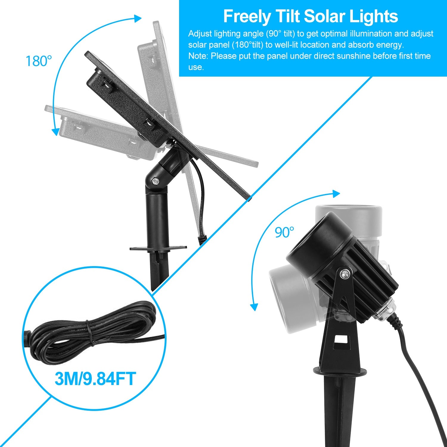 Solarek Twin Solar Spot Lights Landscape Lighting IP65 Waterproof Auto On/Off for Garden Outdoor Driveway Yard (Warm White)