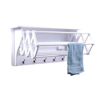 DANYA B 36 in. White Wall Retractable Accordion Drying Rack BQ0734