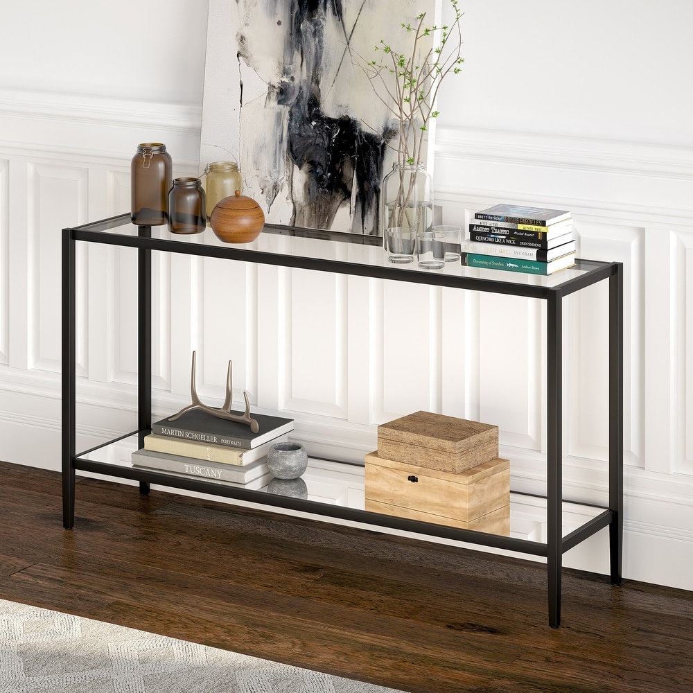 Hera Rectangular Console Table with Mirror Shelf