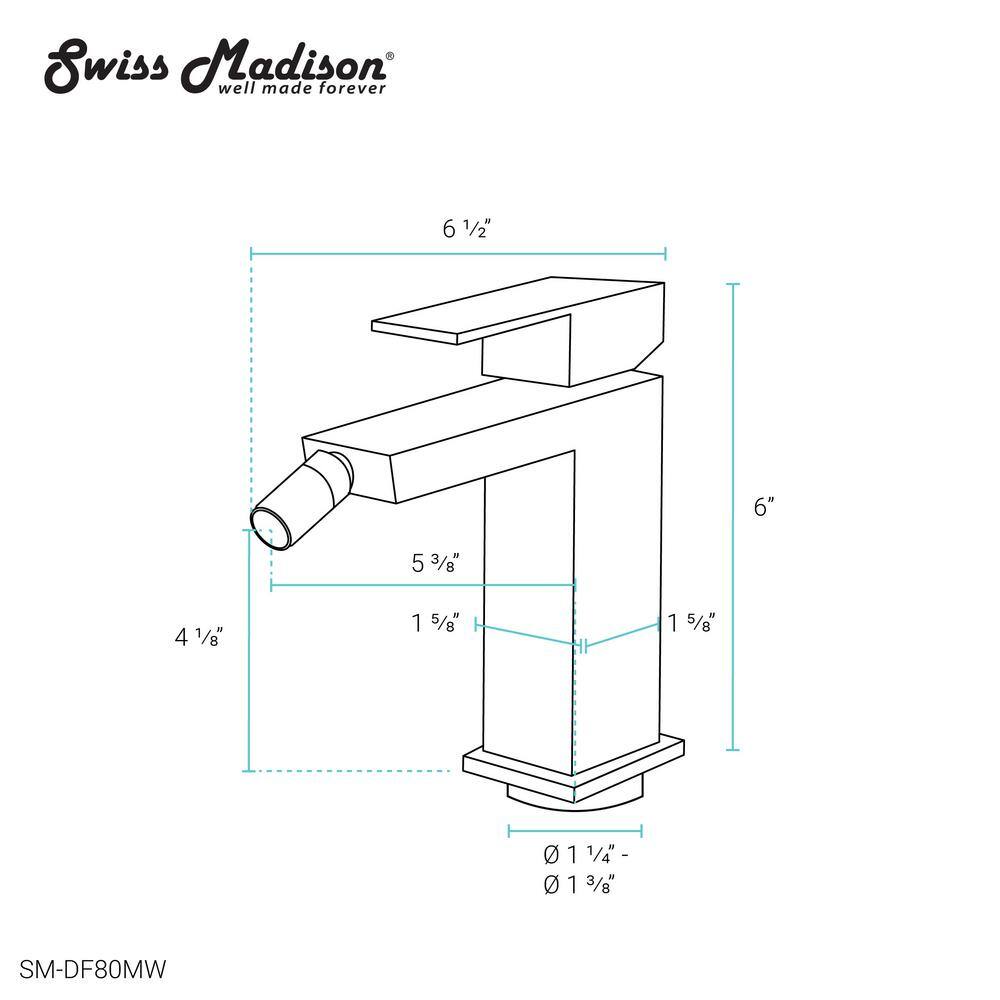 Swiss Madison Concorde Single-Handle Bidet Faucet in Matte White SM-DF80MW