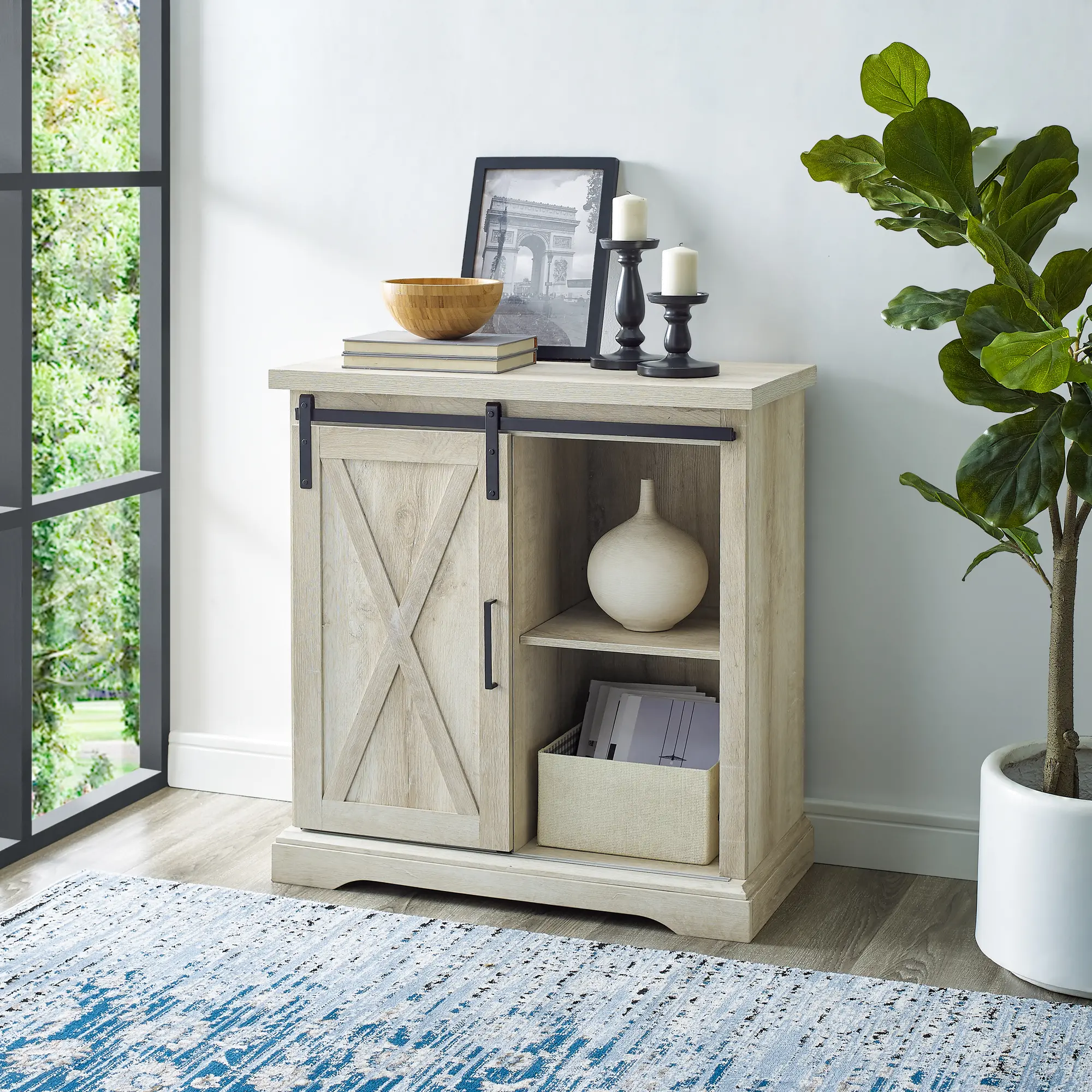 Carolina White Oak Farmhouse Buffet Cabinet - Walker Edison