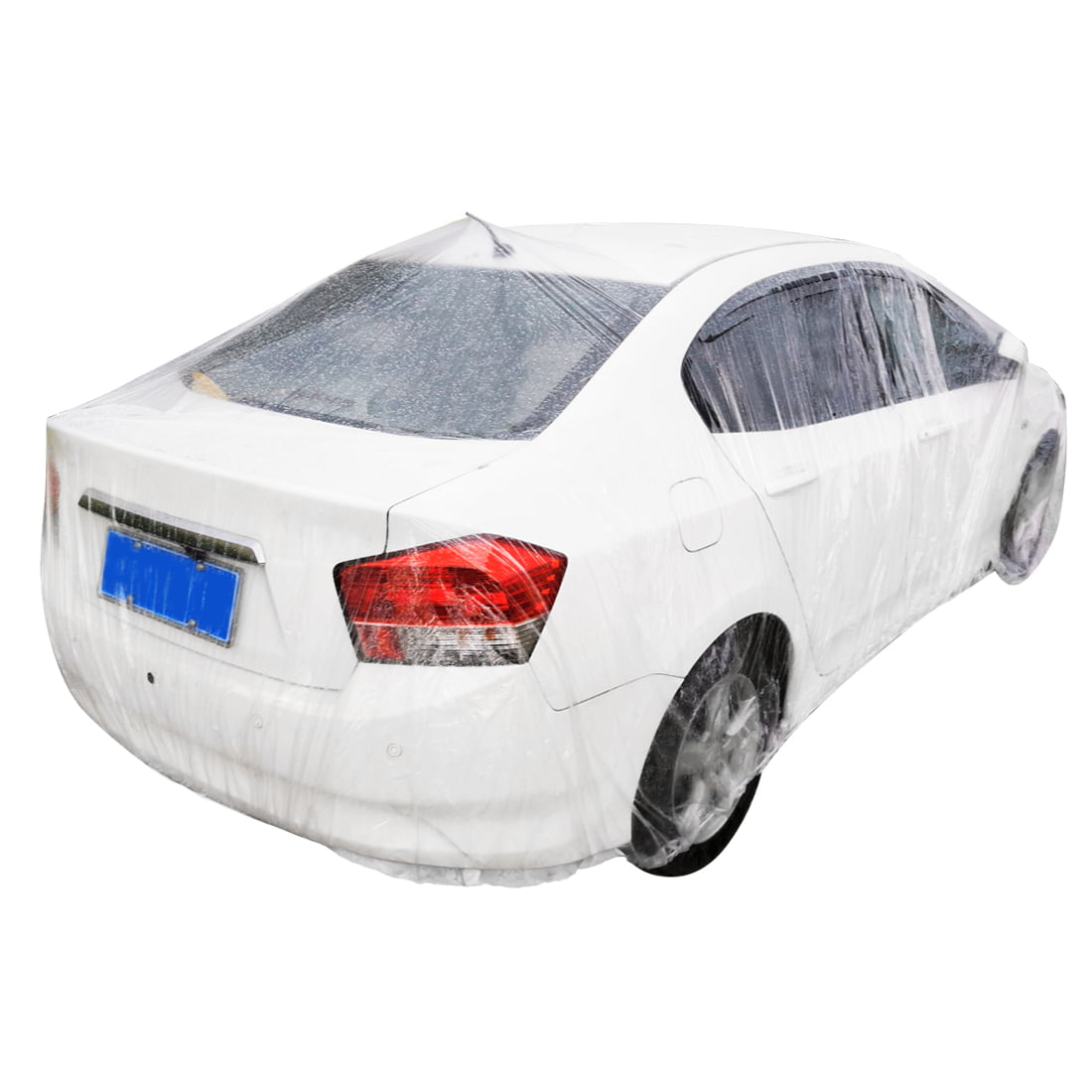 Disposable Plastic Car Cover Shield Rain Snow Hail Dust Universal White for Car SUV