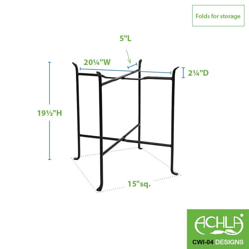 Achla Designs 19.5 in. Tall Black Powder Coat Iron Indoor/Outdoor Short Folding Floor Stand CWI-04