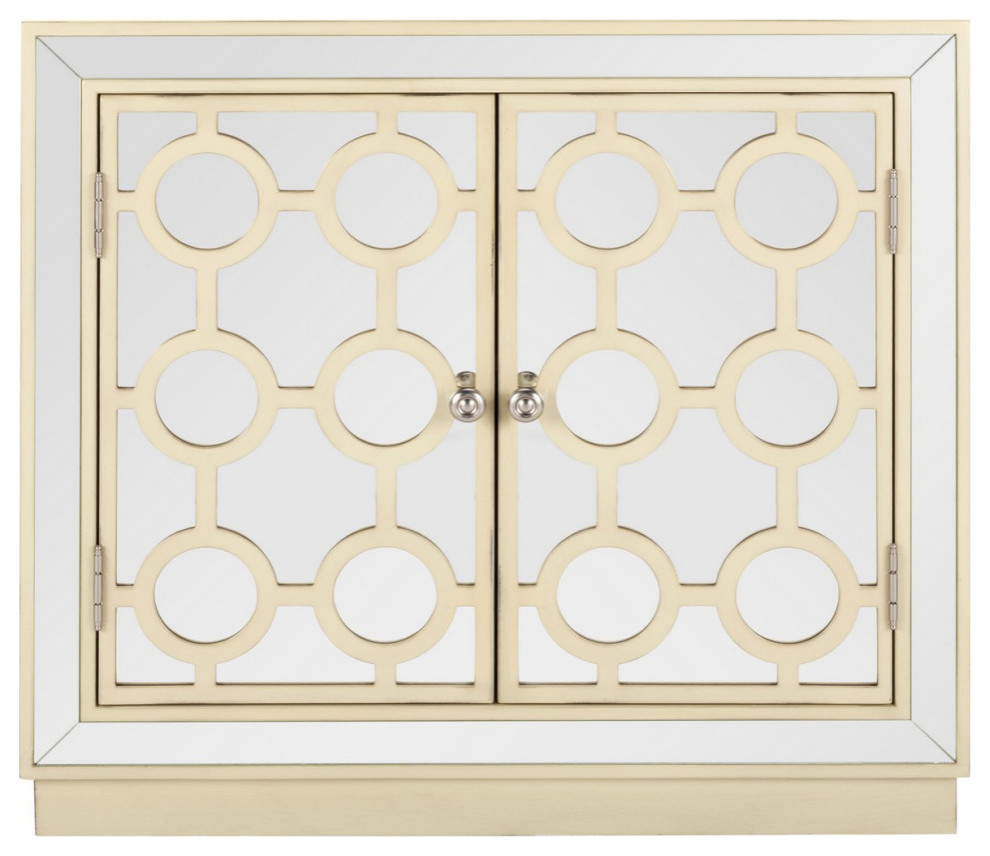 Chloe 2 Door Chest Antique Beige/ Nickel Mirror   Contemporary   Accent Chests And Cabinets   by AED Luxury Home Decor  Houzz