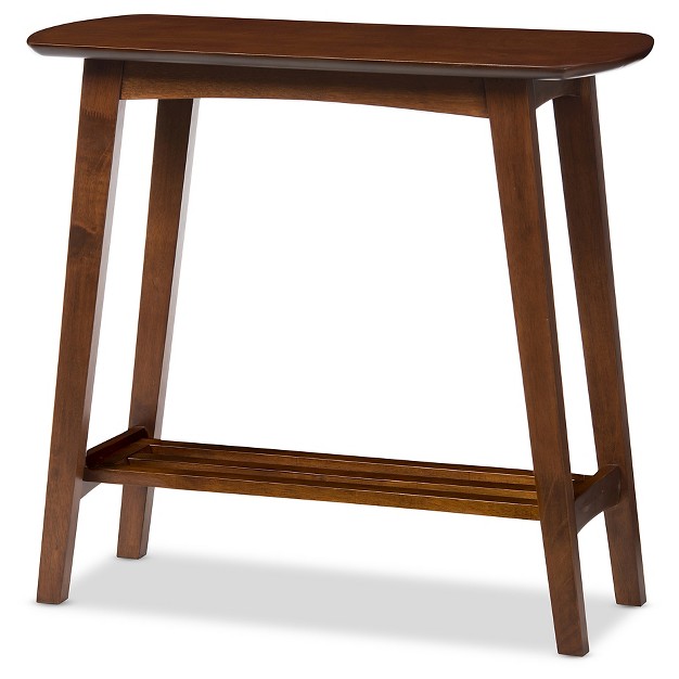 Sacramento Mid century Modern Scandinavian Style Console Table Dark Walnut Baxton Studio