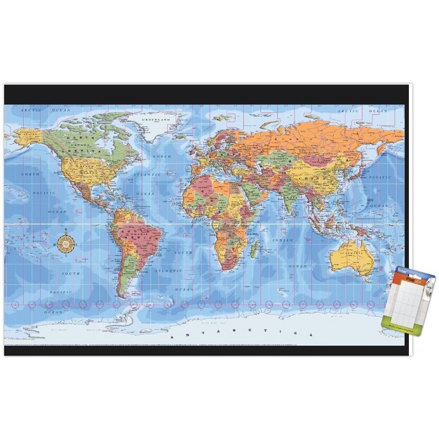 Trends International Map World Time Zones Unframed Wall Poster Prints