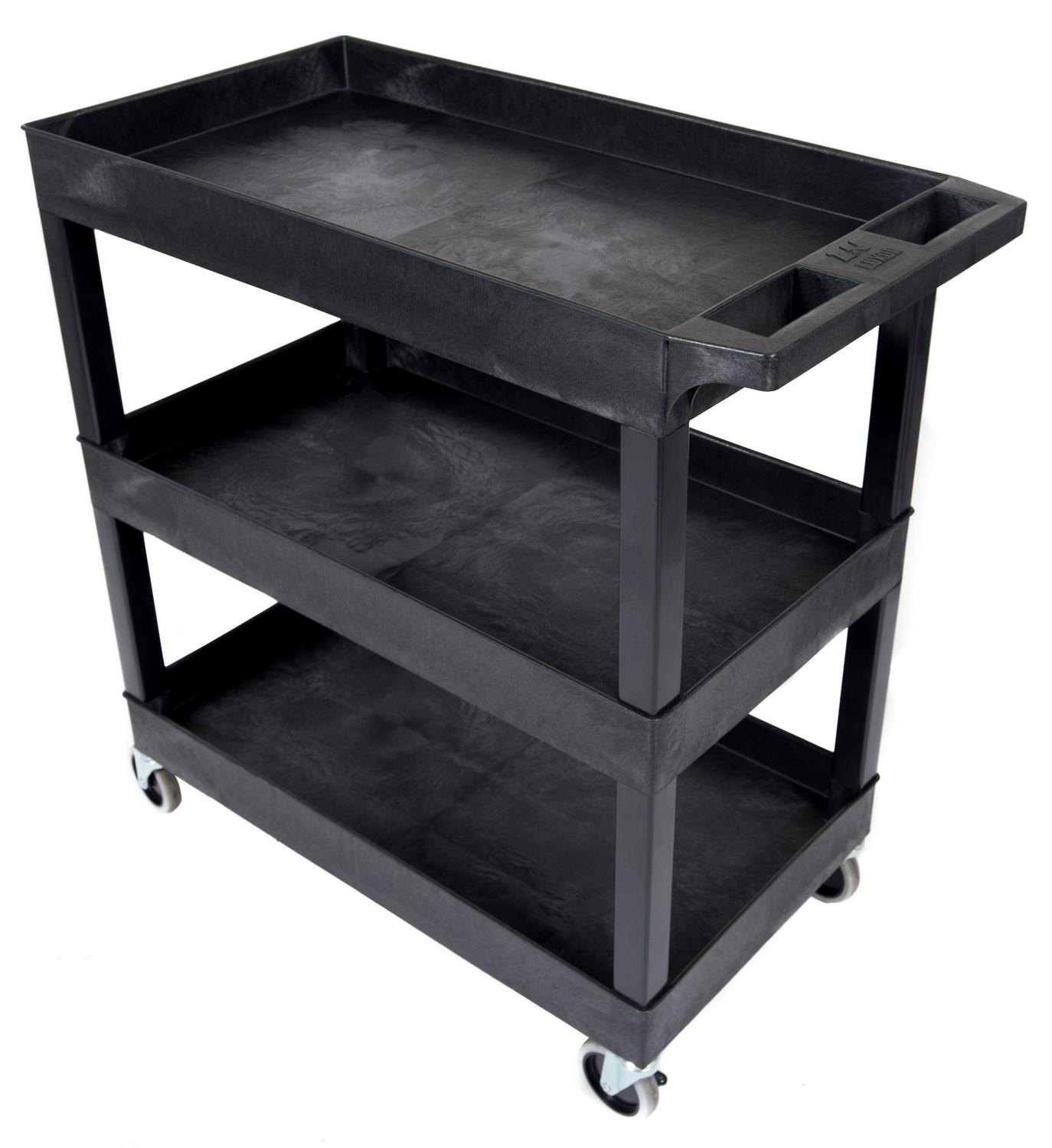 Luxor EC111B 32  x 18  3 Tub Shelf Utility Cart Black  Crowdfused