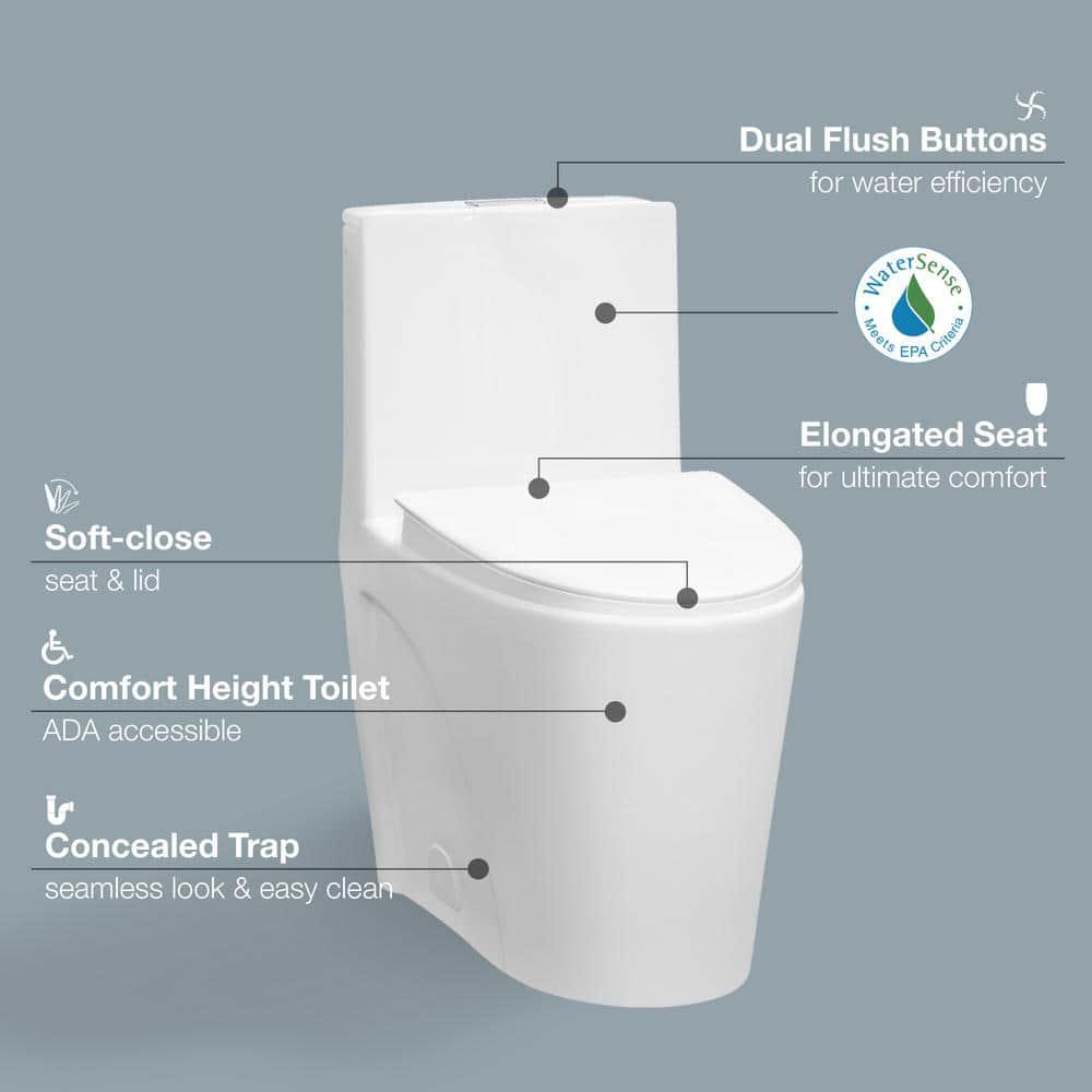 Glacier Bay Buxton 1Piece 16 GPF11 GPF Dual Flush Elongated Toilet in White