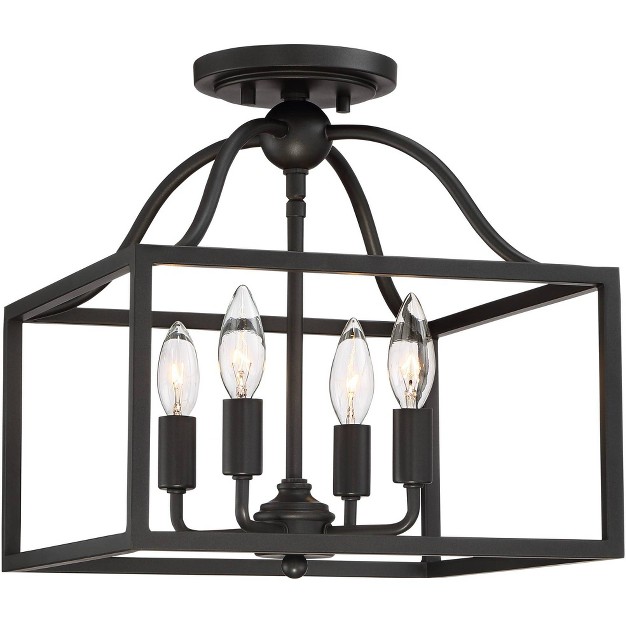 Wide Black 4 light Square Cage For Bedroom Living Room Kitchen