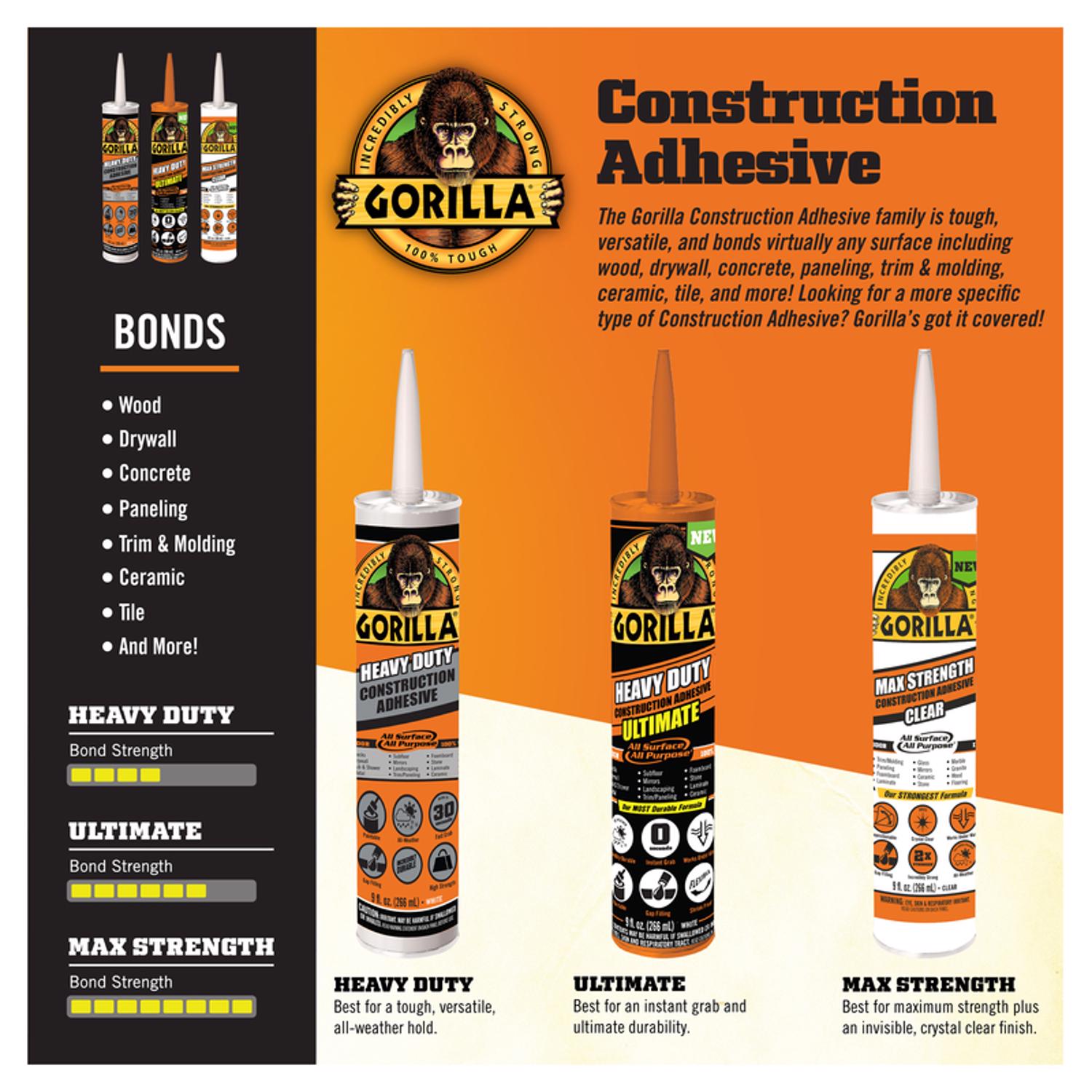 Gorilla All Purpose Construction Adhesive 2.5 oz