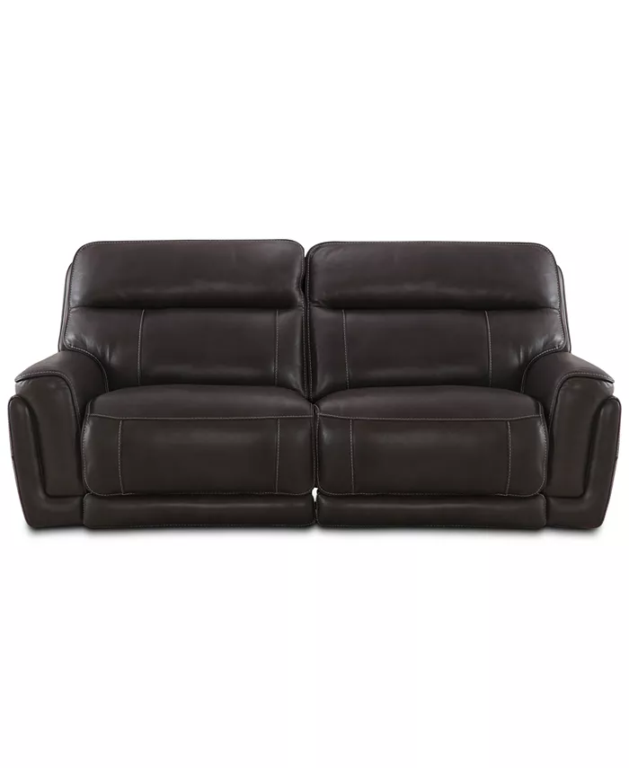 Furniture CLOSEOUT! Summerbridge 84 2-Pc. Leather Sectional Sofa with 2 Power Reclining Chairs Power Headrests and USB Power Outlet